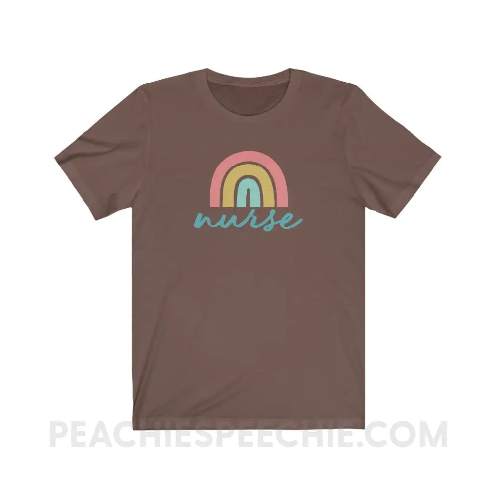 Rainbow Nurse Premium Soft Tee - Brown / S - T-Shirt peachiespeechie.com