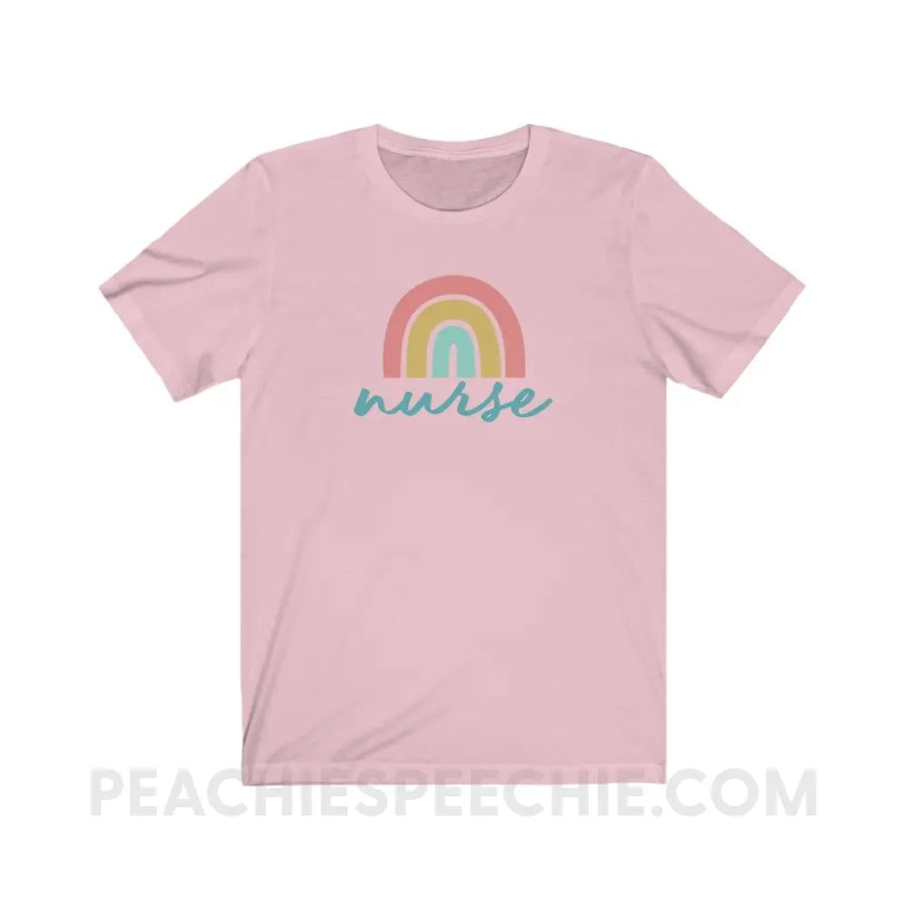 Rainbow Nurse Premium Soft Tee - Pink / M - T-Shirt peachiespeechie.com