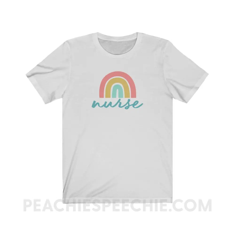 Rainbow Nurse Premium Soft Tee - Ash / S - T-Shirt peachiespeechie.com