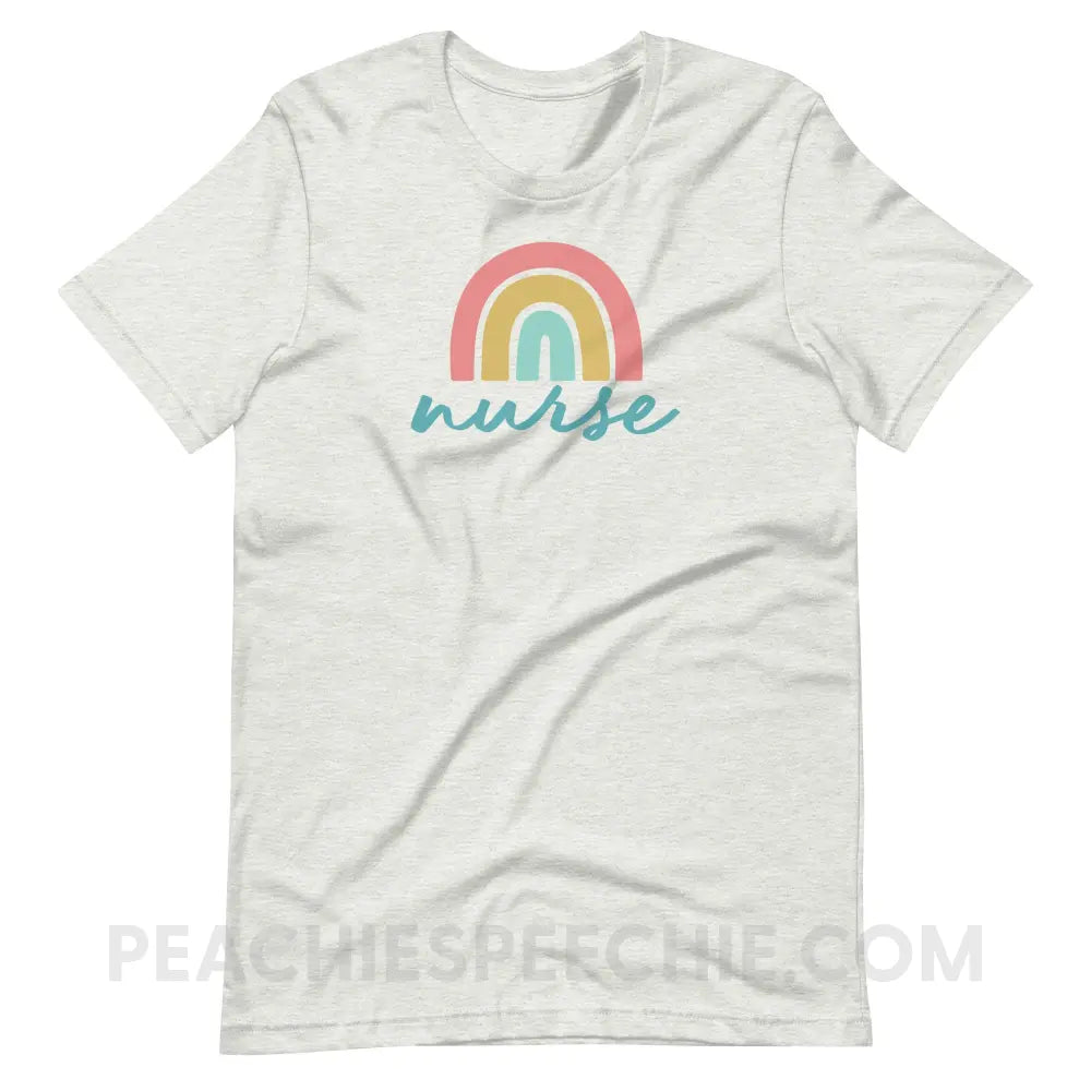 Rainbow Nurse Premium Soft Tee - Ash / S - T-Shirt peachiespeechie.com