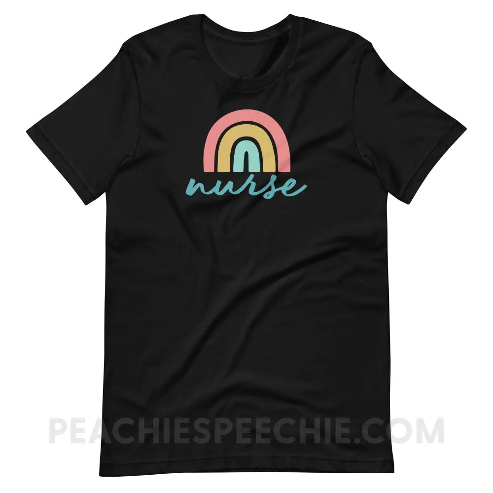 Rainbow Nurse Premium Soft Tee - Black / S - T-Shirt peachiespeechie.com