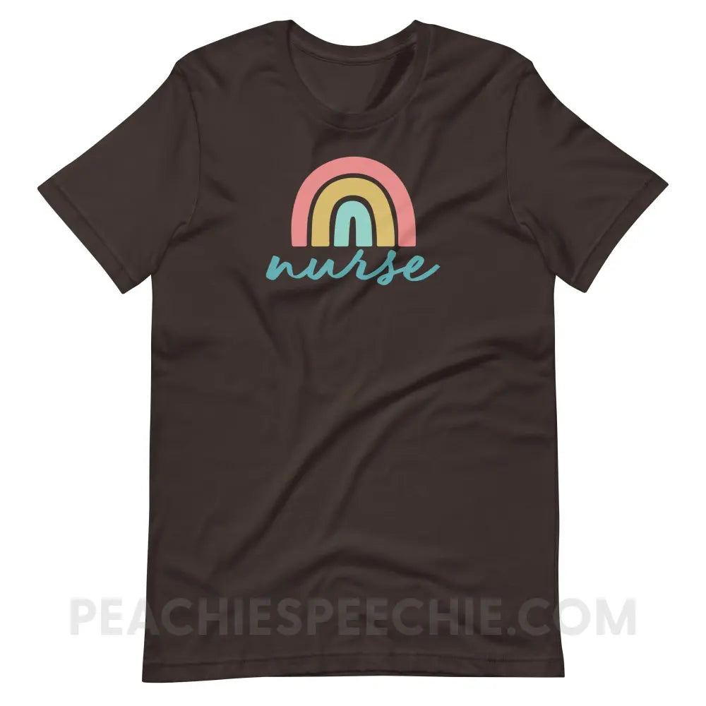 Rainbow Nurse Premium Soft Tee - Brown / S - T-Shirt peachiespeechie.com