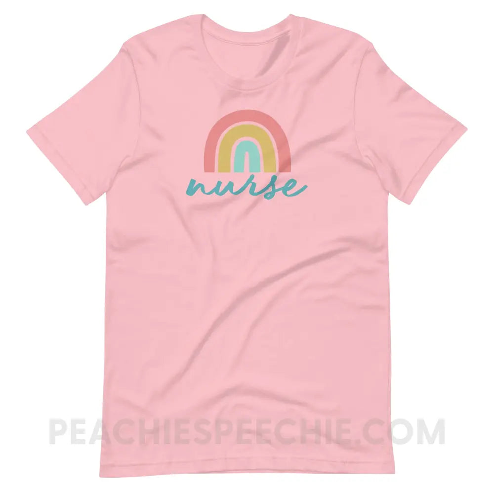 Rainbow Nurse Premium Soft Tee - Pink / M - T-Shirt peachiespeechie.com