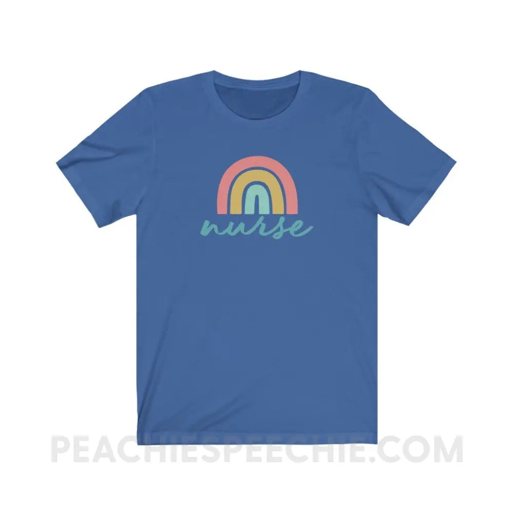 Rainbow Nurse Premium Soft Tee - True Royal / S - T-Shirt peachiespeechie.com