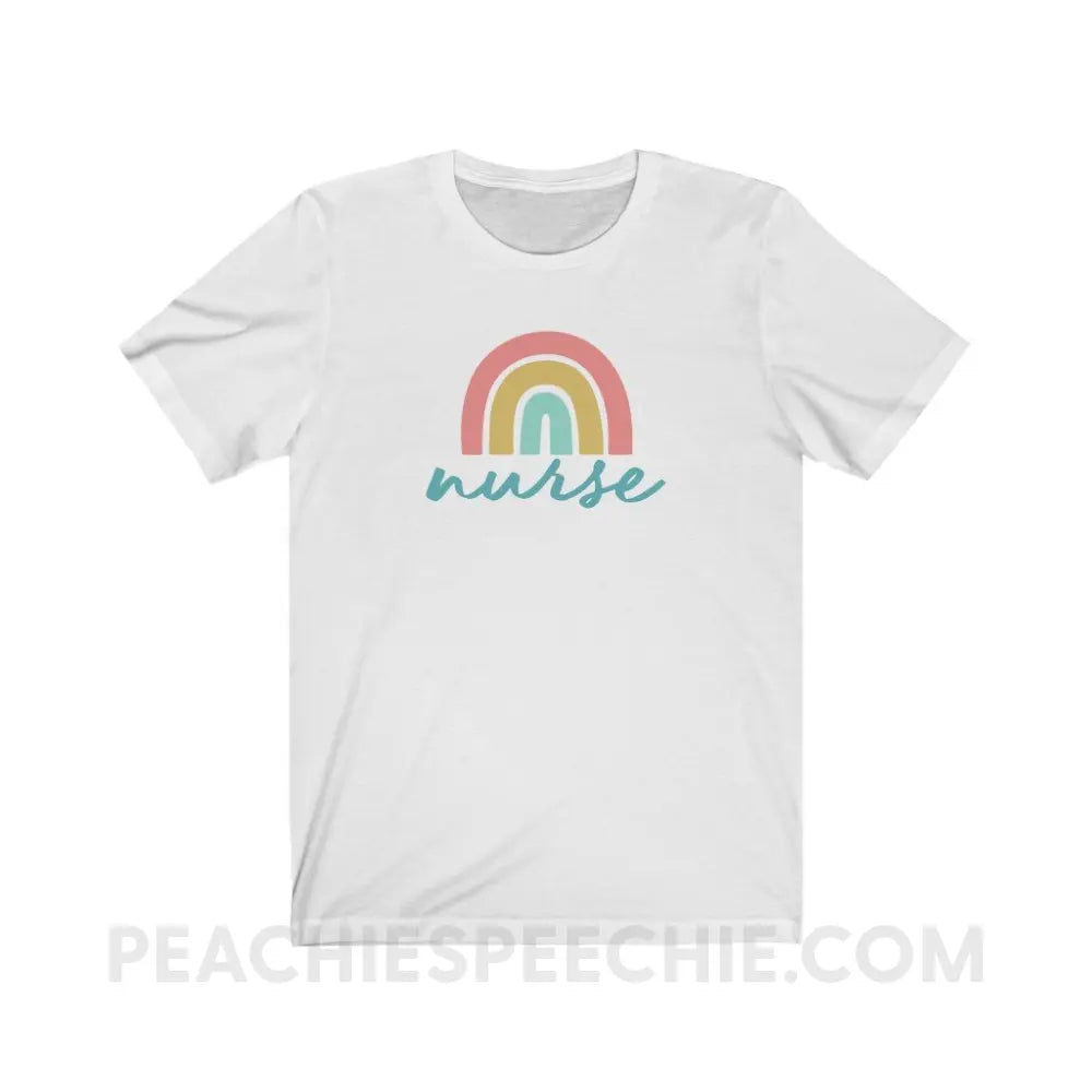 Rainbow Nurse Premium Soft Tee - White / S - T-Shirt peachiespeechie.com