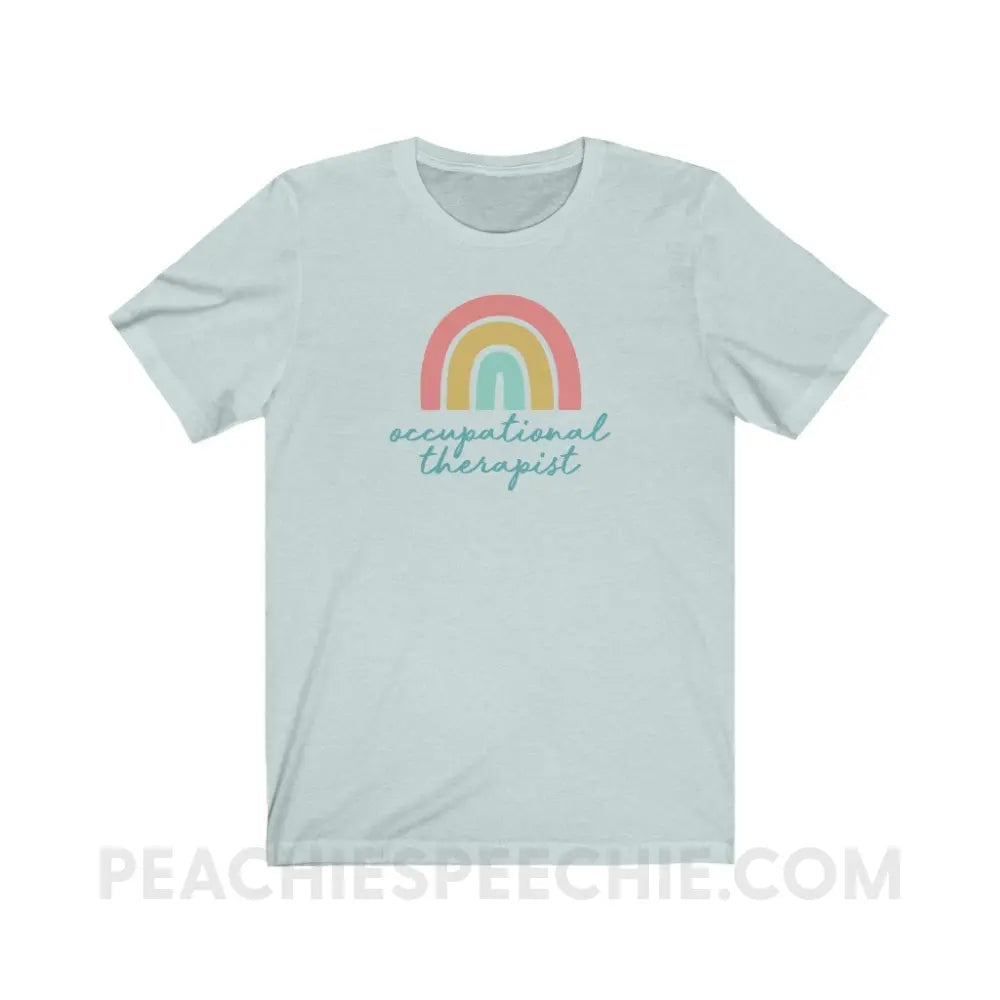 Rainbow Occupational Therapist Premium Soft Tee - Heather Ice Blue / S - T-Shirt peachiespeechie.com