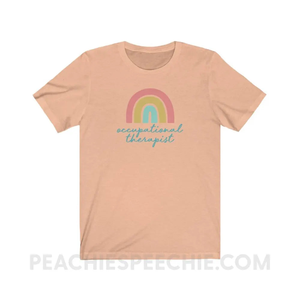 Rainbow Occupational Therapist Premium Soft Tee - Heather Peach / S - T-Shirt peachiespeechie.com