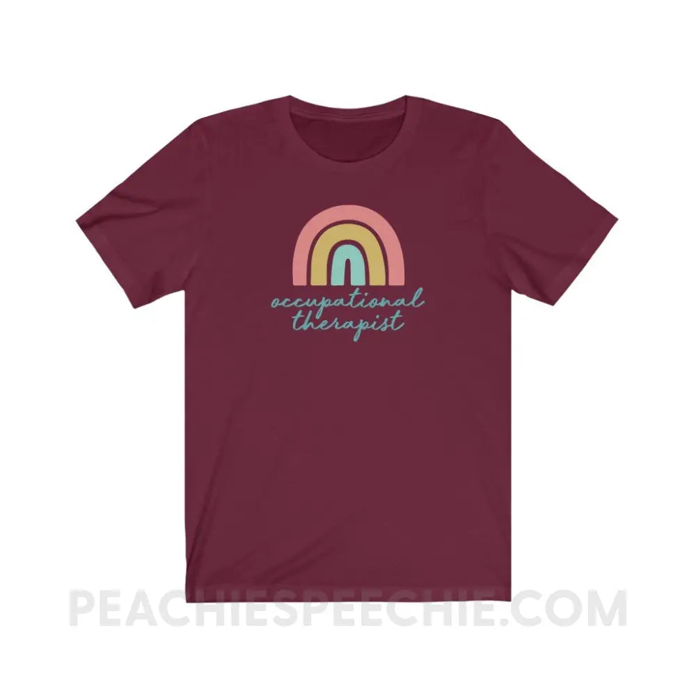 Rainbow Occupational Therapist Premium Soft Tee - Maroon / S - T-Shirt peachiespeechie.com