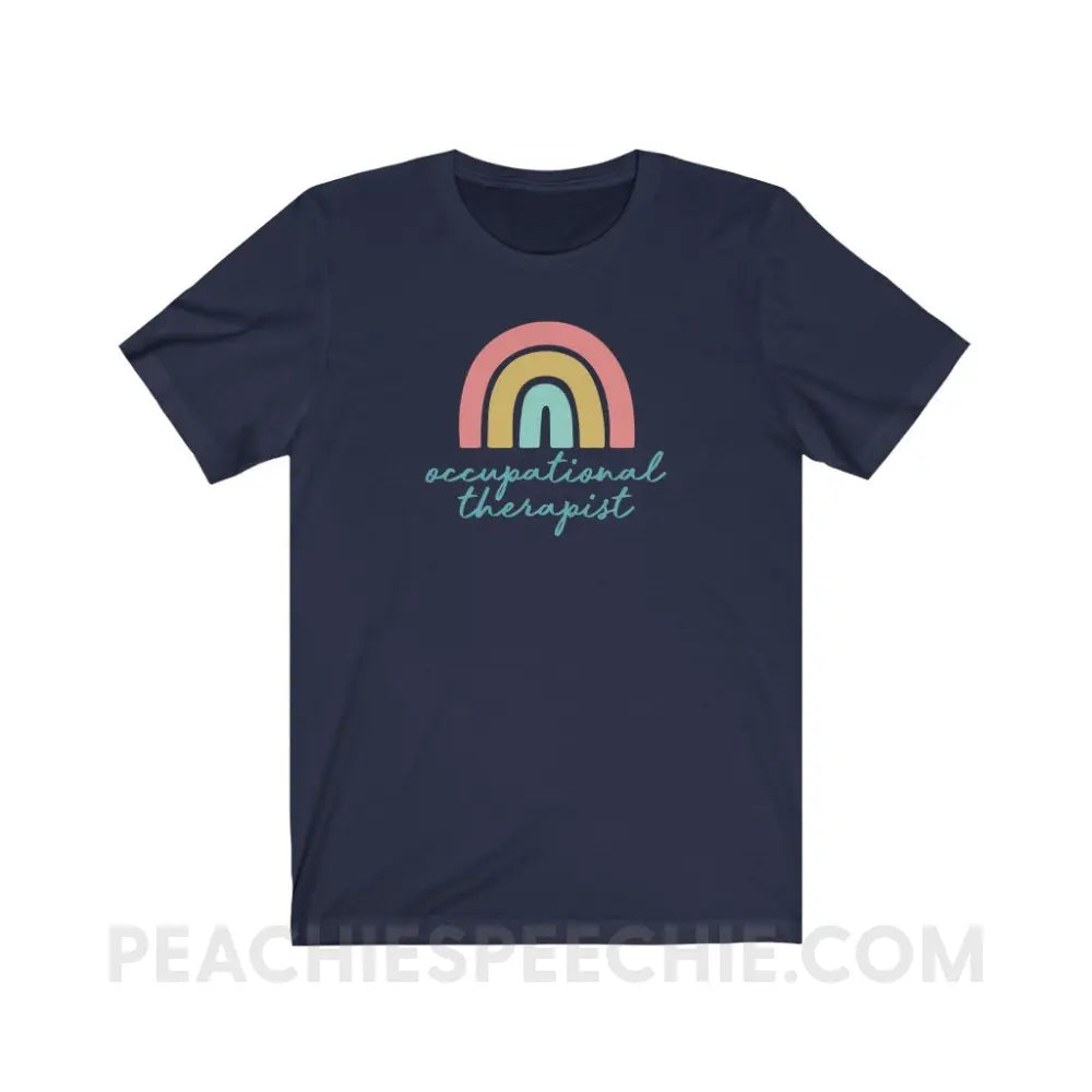 Rainbow Occupational Therapist Premium Soft Tee - Navy / S - T-Shirt peachiespeechie.com