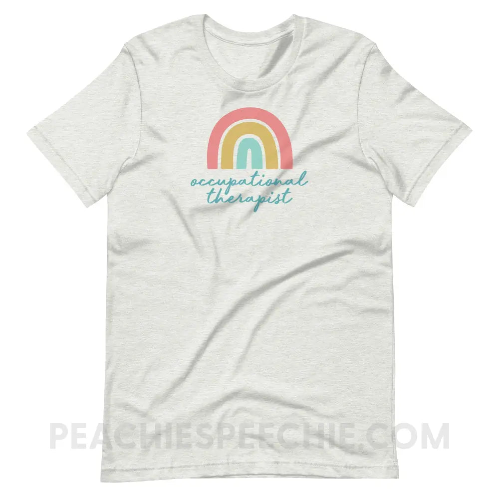 Rainbow Occupational Therapist Premium Soft Tee - Ash / S - T-Shirt peachiespeechie.com
