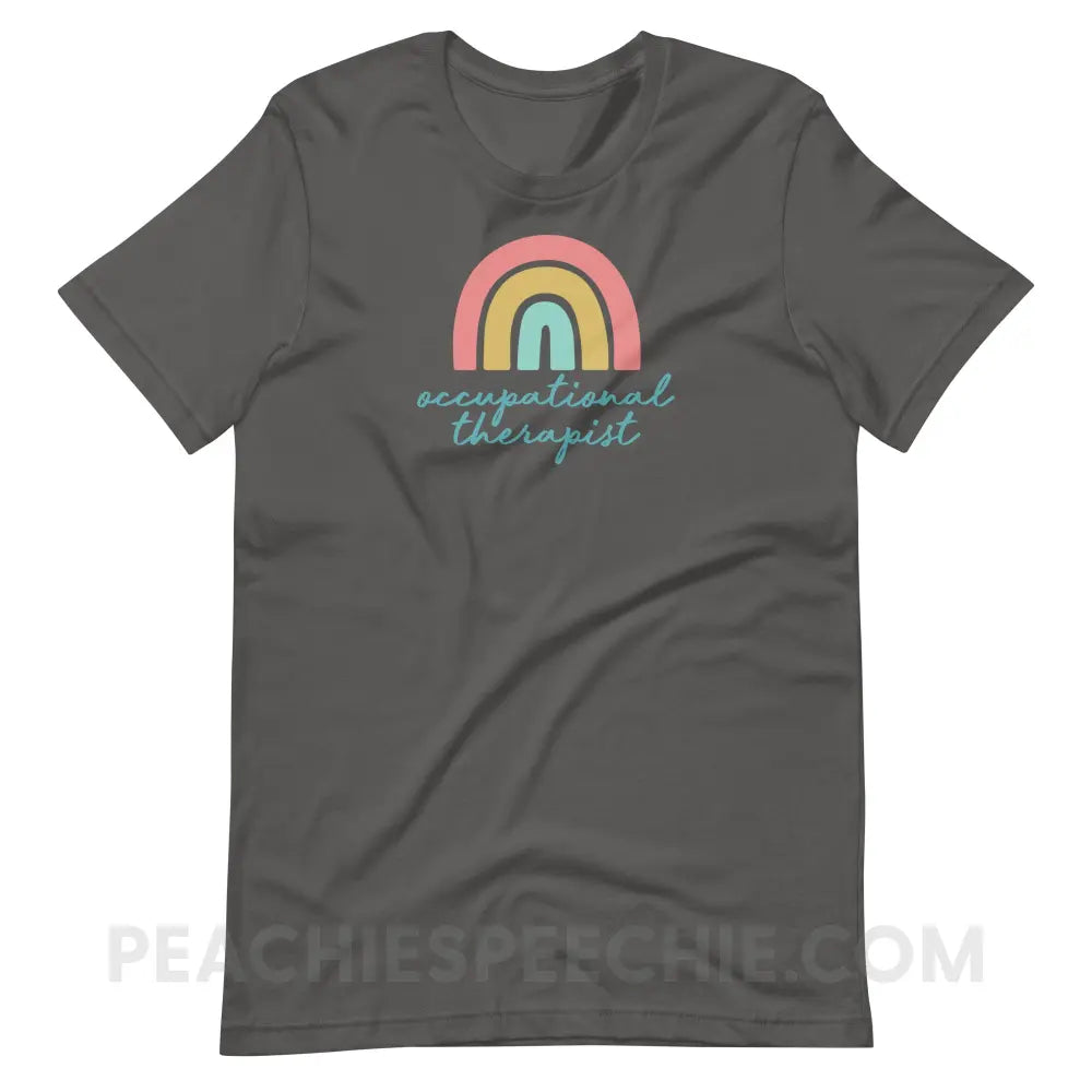 Rainbow Occupational Therapist Premium Soft Tee - Asphalt / S - T-Shirt peachiespeechie.com