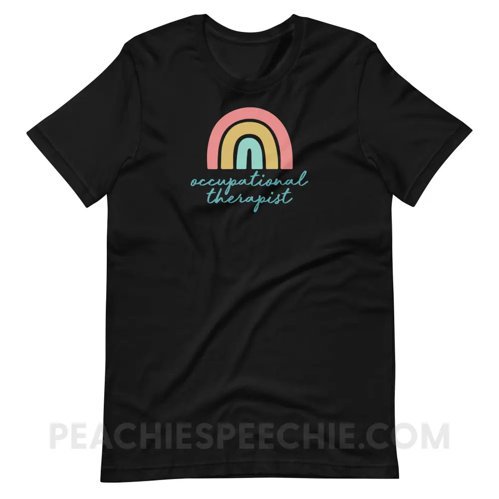 Rainbow Occupational Therapist Premium Soft Tee - Black / S - T-Shirt peachiespeechie.com