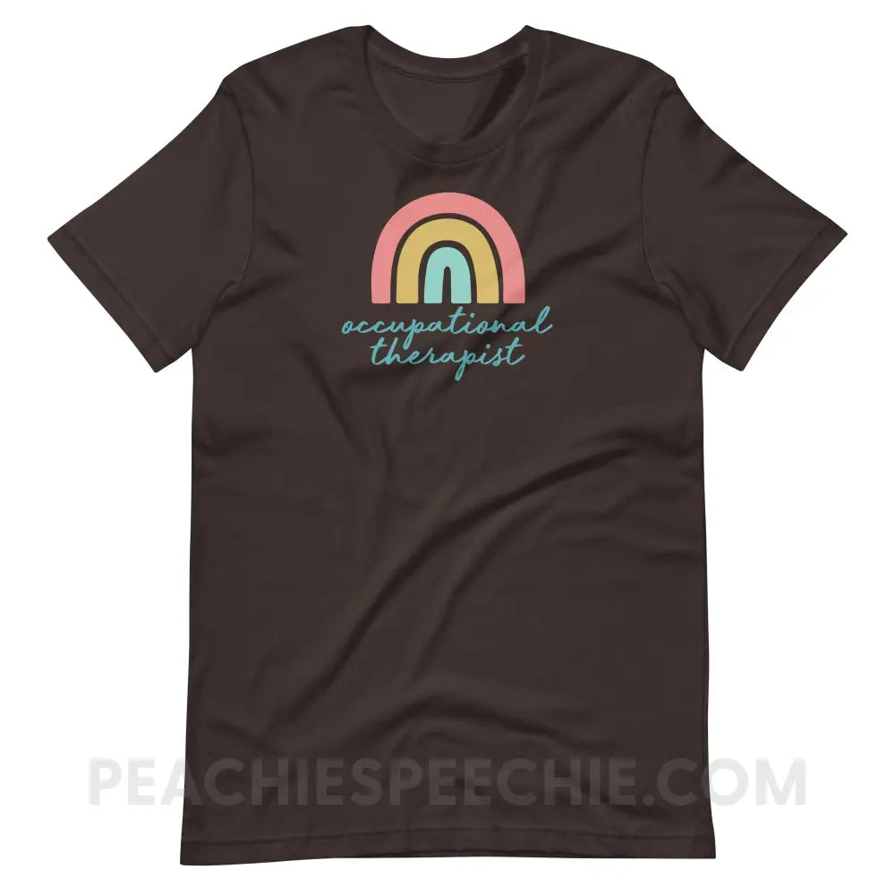 Rainbow Occupational Therapist Premium Soft Tee - Brown / S - T-Shirt peachiespeechie.com