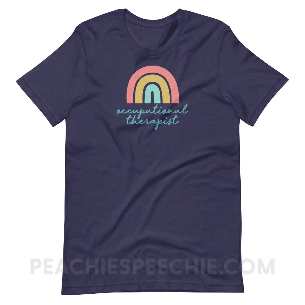 Rainbow Occupational Therapist Premium Soft Tee - Heather Midnight Navy / S - T-Shirt peachiespeechie.com