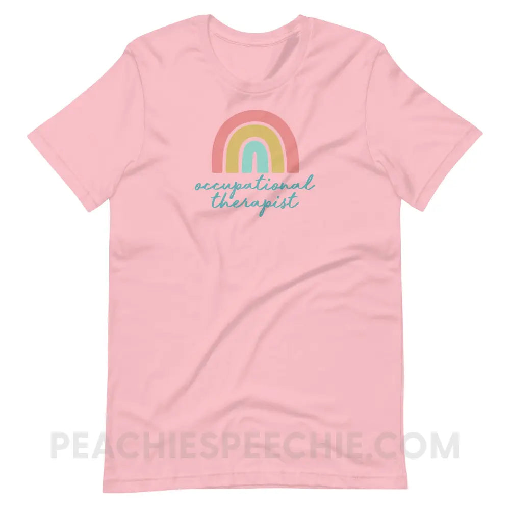 Rainbow Occupational Therapist Premium Soft Tee - Pink / M - T-Shirt peachiespeechie.com