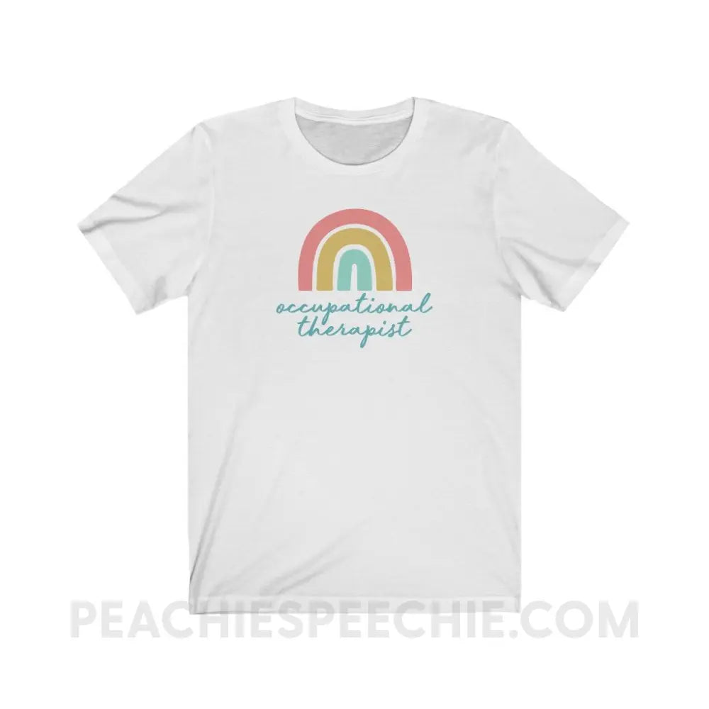 Rainbow Occupational Therapist Premium Soft Tee - White / S - T-Shirt peachiespeechie.com