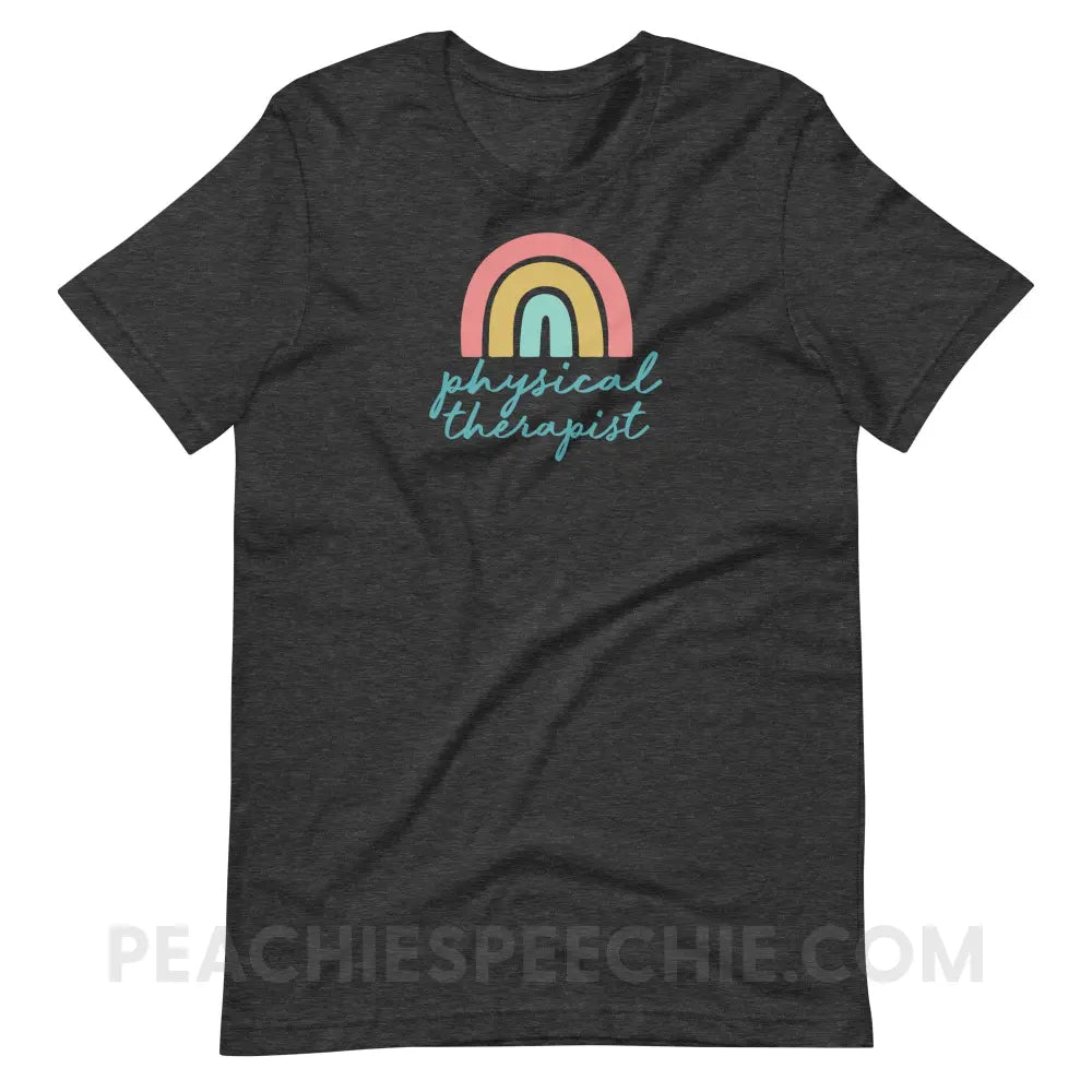 Rainbow Physical Therapist Premium Soft Tee - Dark Grey Heather / S - T-Shirt peachiespeechie.com