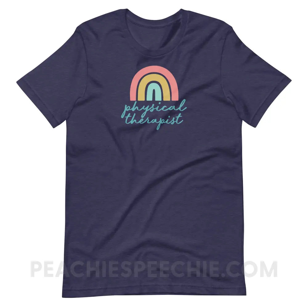 Rainbow Physical Therapist Premium Soft Tee - Heather Midnight Navy / S - T-Shirt peachiespeechie.com