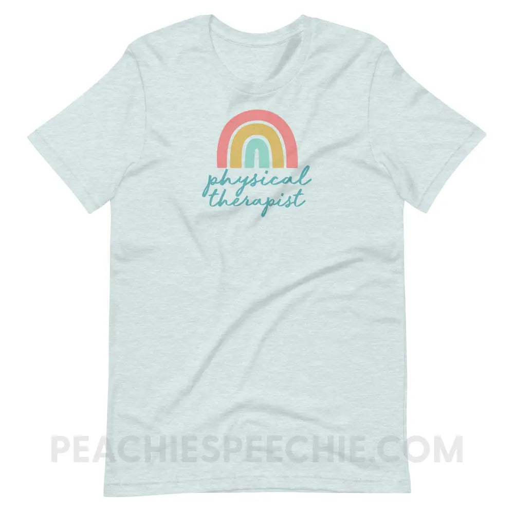 Rainbow Physical Therapist Premium Soft Tee - Heather Prism Ice Blue / S - T-Shirt peachiespeechie.com