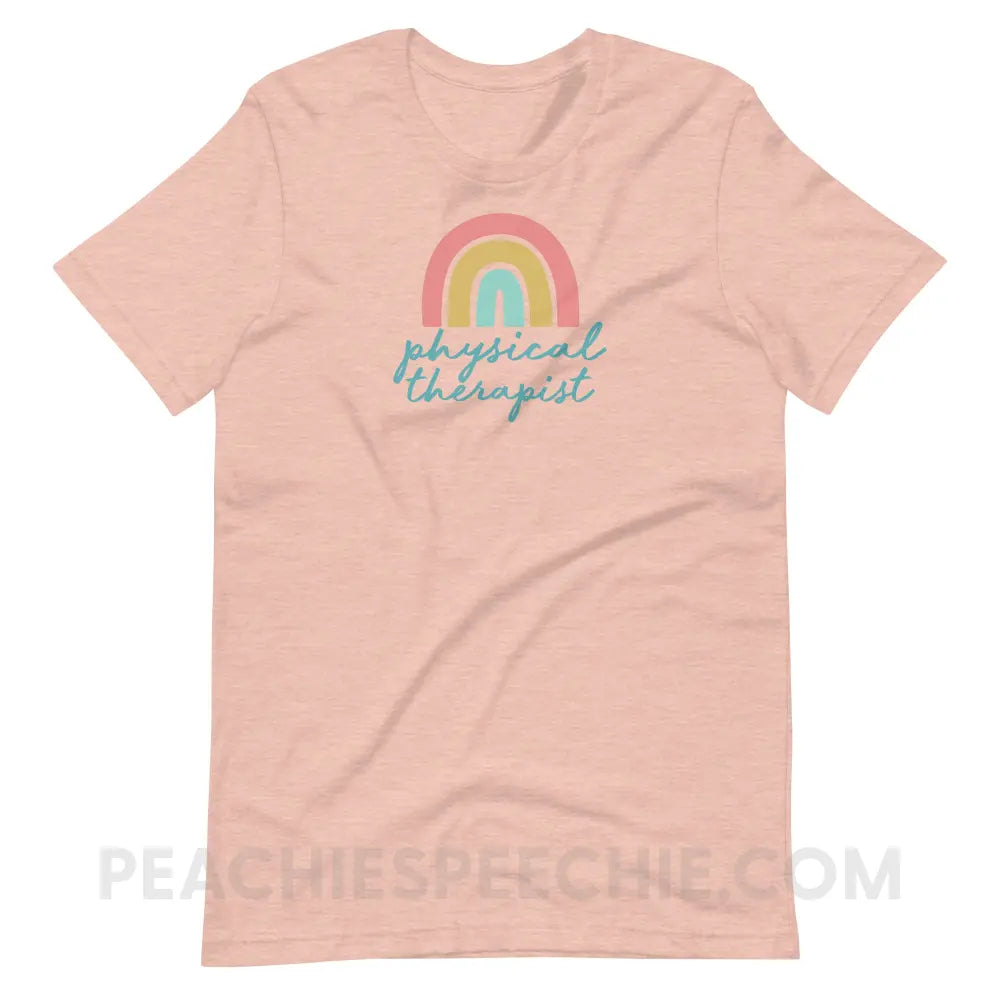 Rainbow Physical Therapist Premium Soft Tee - Heather Prism Peach / S - T-Shirt peachiespeechie.com