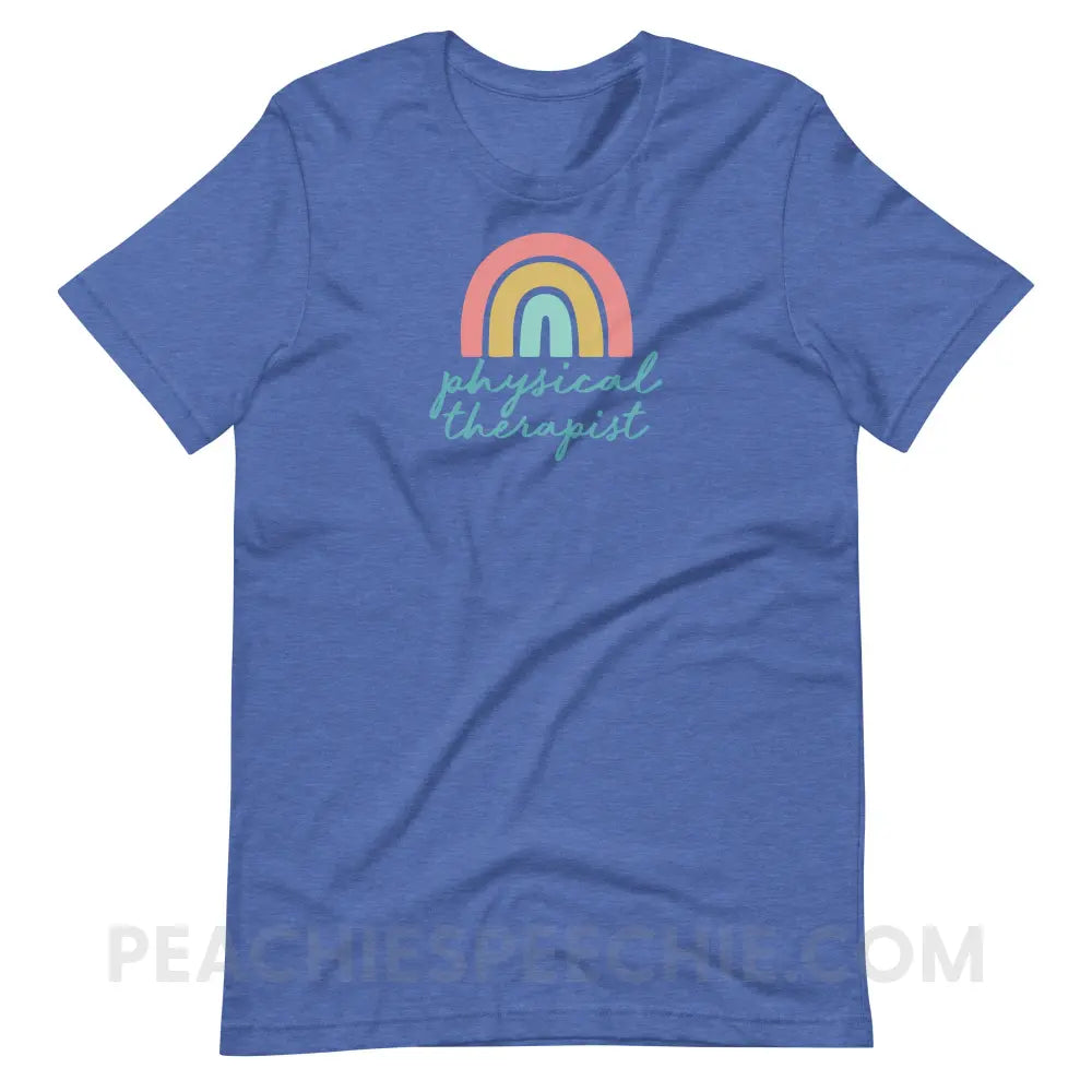 Rainbow Physical Therapist Premium Soft Tee - Heather True Royal / S - T-Shirt peachiespeechie.com