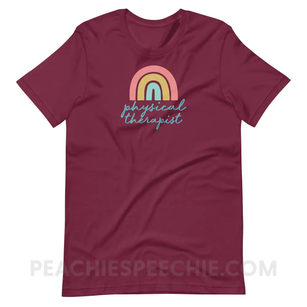 Rainbow Physical Therapist Premium Soft Tee - Maroon / S - T-Shirt peachiespeechie.com