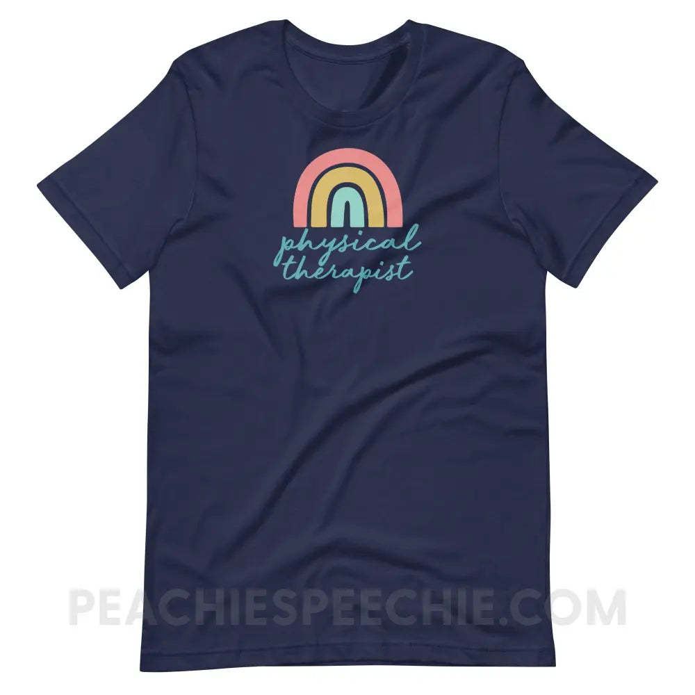 Rainbow Physical Therapist Premium Soft Tee - Navy / S - T-Shirt peachiespeechie.com