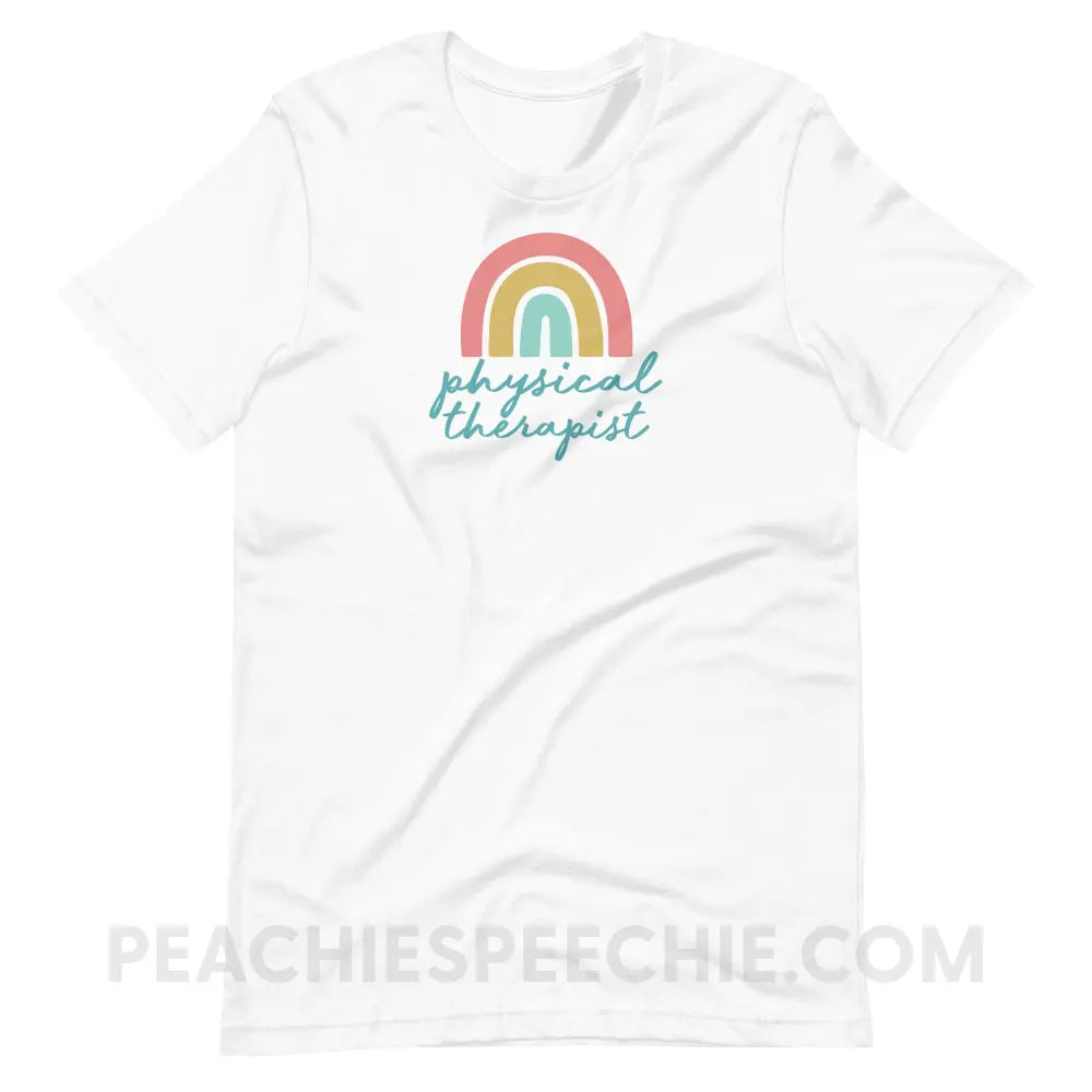 Rainbow Physical Therapist Premium Soft Tee - White / S - T-Shirt peachiespeechie.com