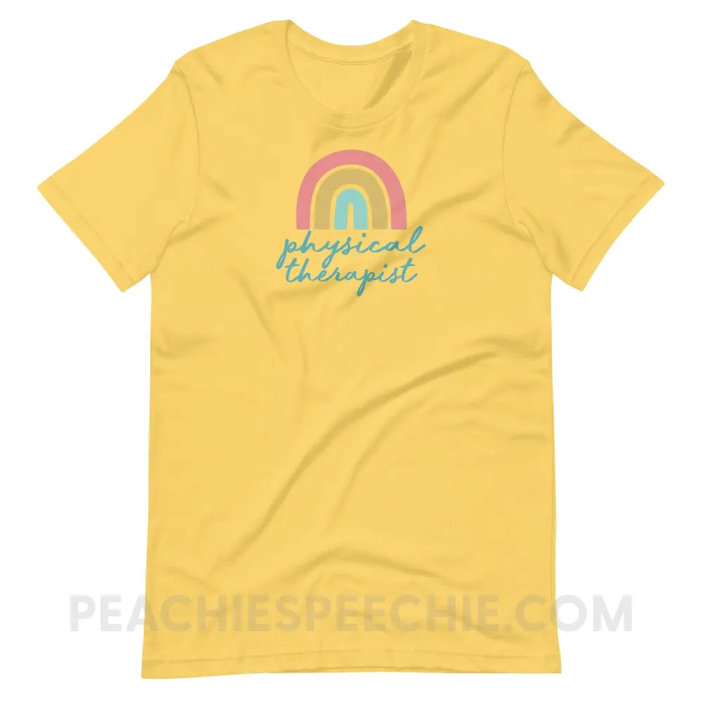 Rainbow Physical Therapist Premium Soft Tee - Yellow / S - T-Shirt peachiespeechie.com