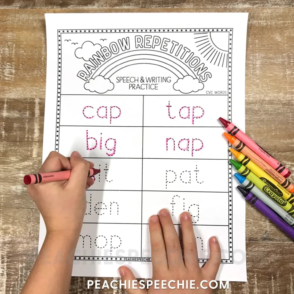 Rainbow Repetitions: Articulation and Writing for Speech Therapy - Materials peachiespeechie.com