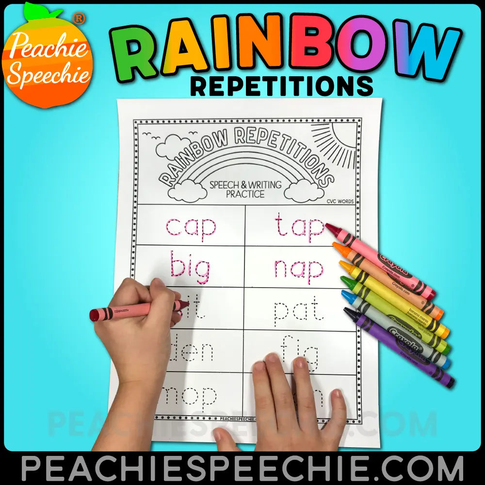 Rainbow Repetitions: Articulation and Writing for Speech Therapy - Materials peachiespeechie.com