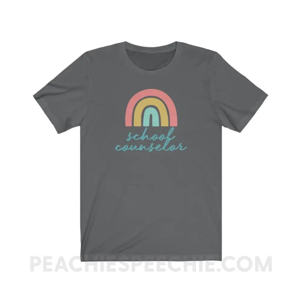 Rainbow School Counselor Premium Soft Tee - Asphalt / S - T-Shirt peachiespeechie.com