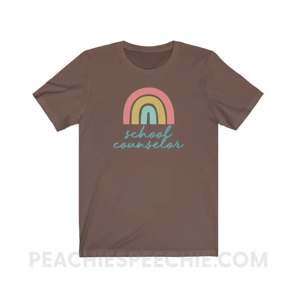 Rainbow School Counselor Premium Soft Tee - Brown / S - T-Shirt peachiespeechie.com