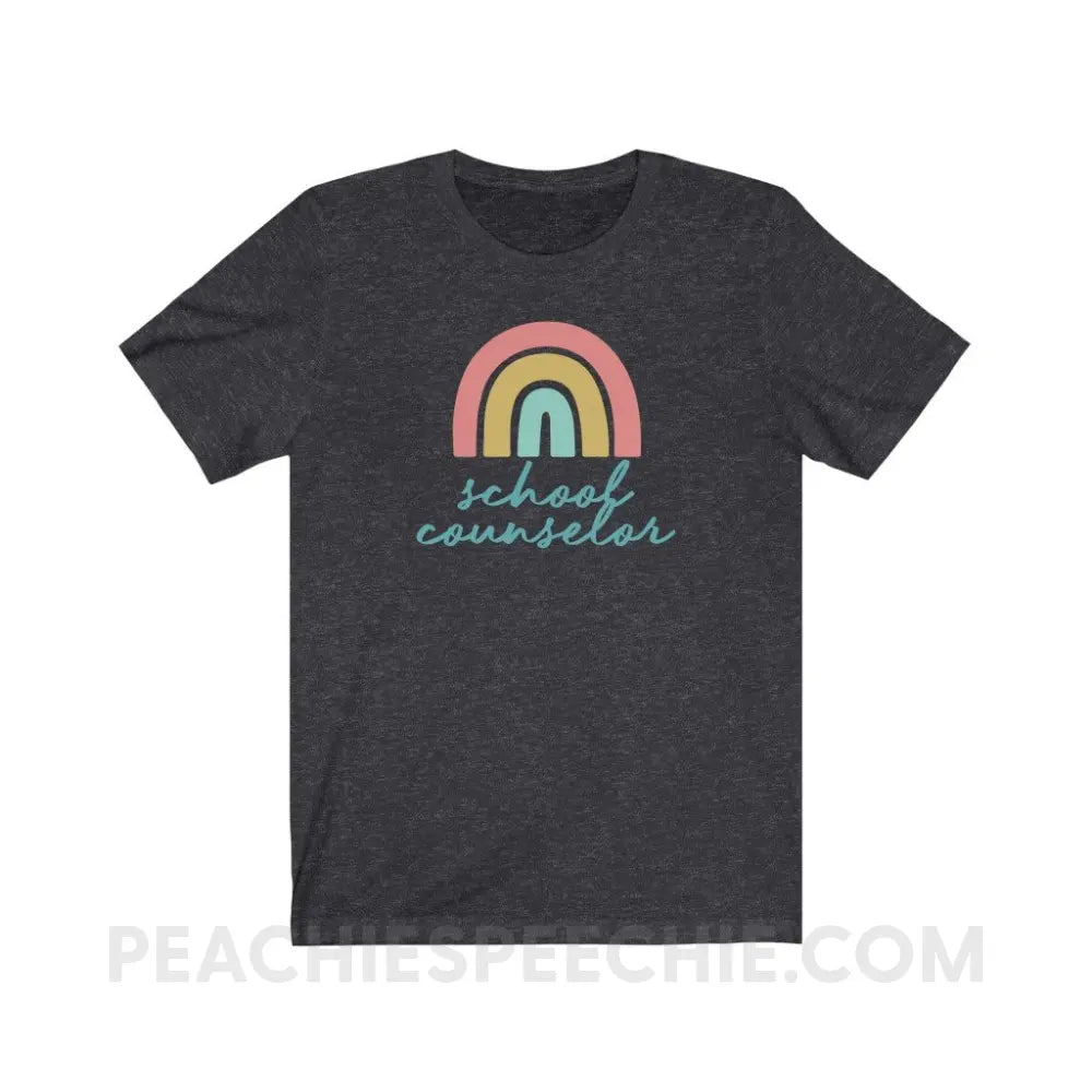 Rainbow School Counselor Premium Soft Tee - Dark Grey Heather / S - T-Shirt peachiespeechie.com