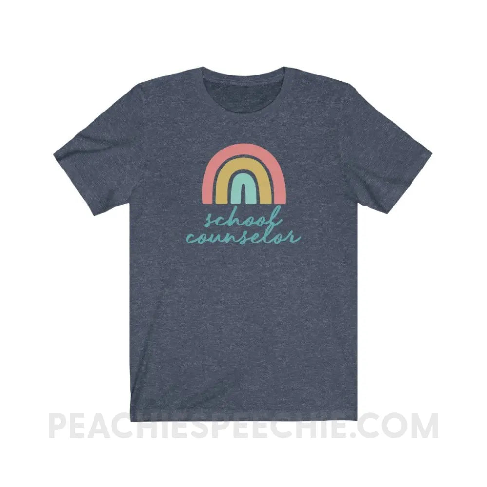 Rainbow School Counselor Premium Soft Tee - Heather Navy / S - T-Shirt peachiespeechie.com