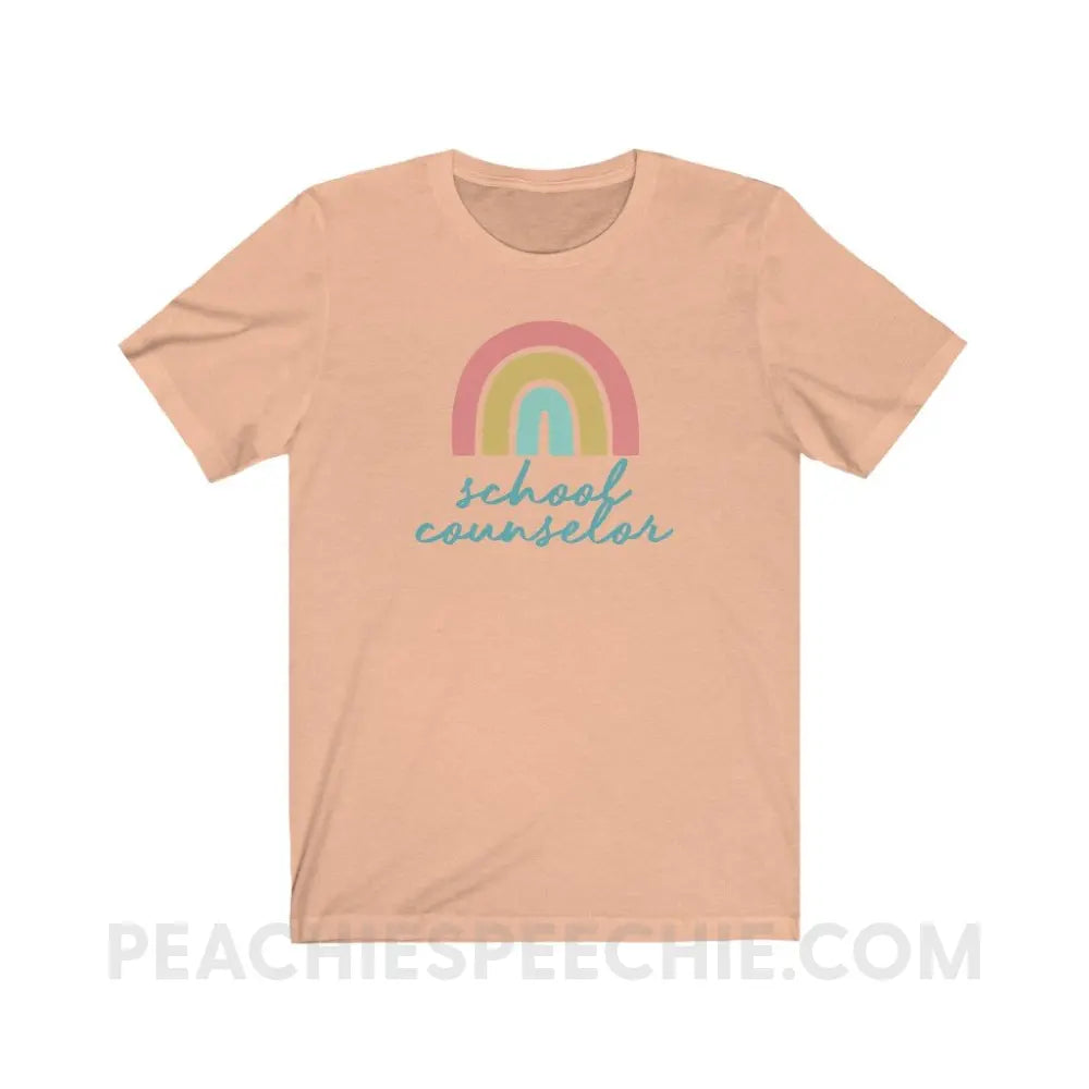 Rainbow School Counselor Premium Soft Tee - Heather Peach / S - T-Shirt peachiespeechie.com