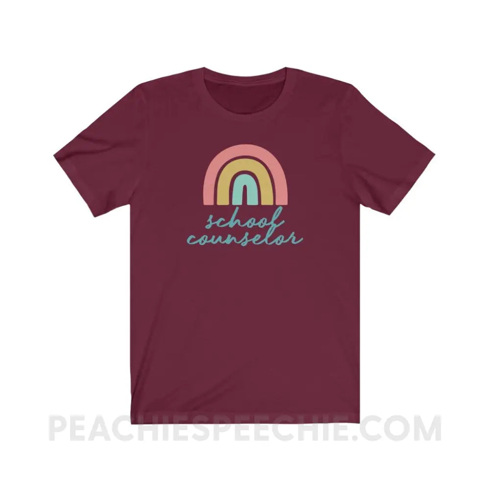 Rainbow School Counselor Premium Soft Tee - Maroon / S - T-Shirt peachiespeechie.com