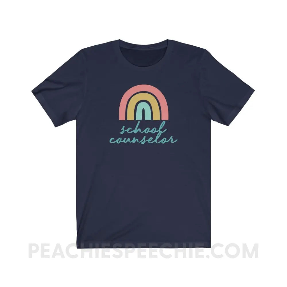 Rainbow School Counselor Premium Soft Tee - Navy / S - T-Shirt peachiespeechie.com