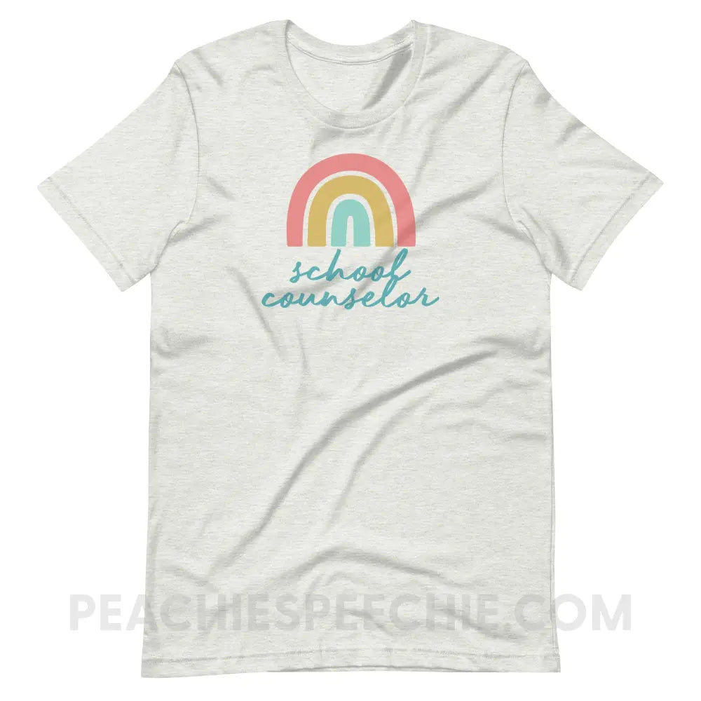 Rainbow School Counselor Premium Soft Tee - Ash / S - T-Shirt peachiespeechie.com