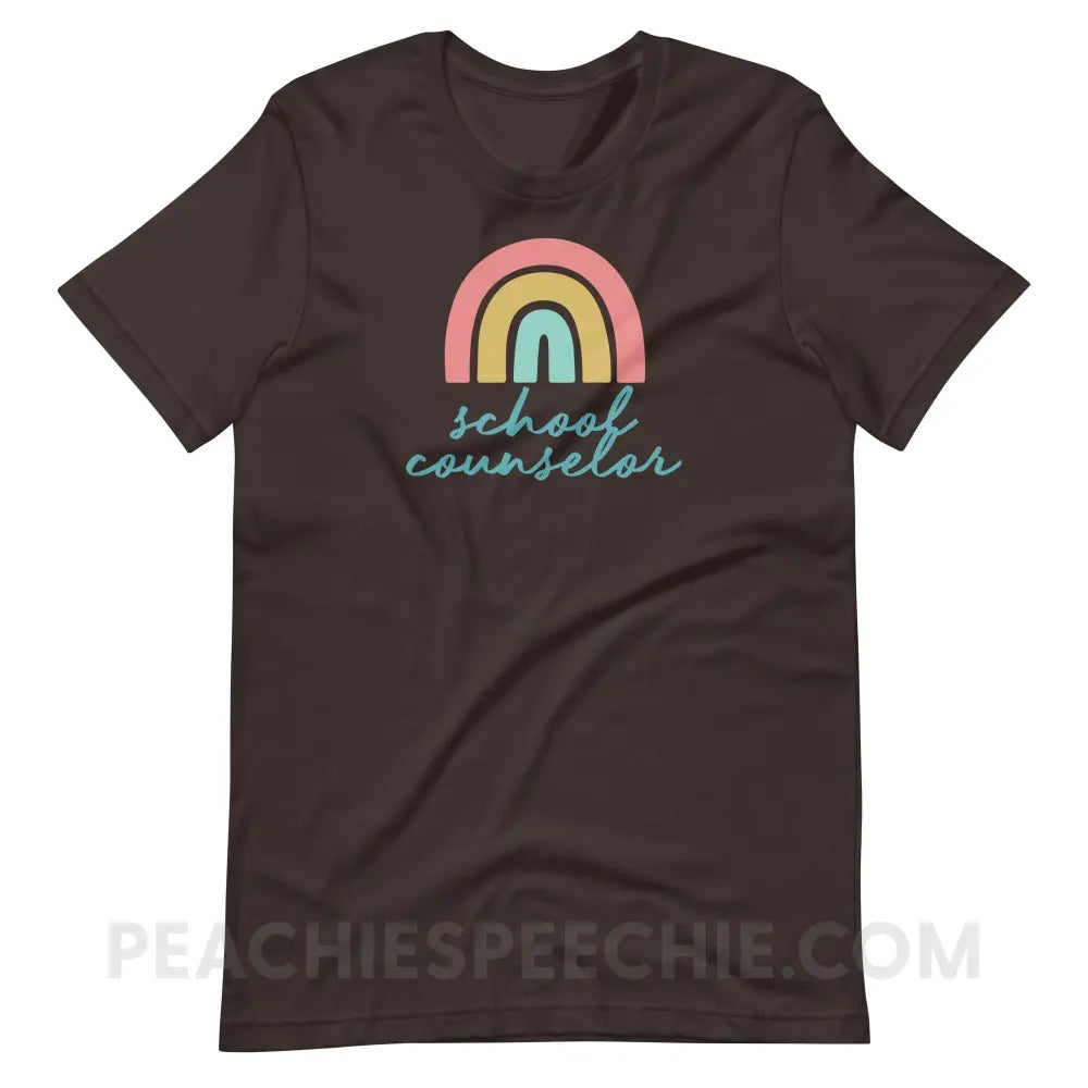 Rainbow School Counselor Premium Soft Tee - Brown / S - T-Shirt peachiespeechie.com