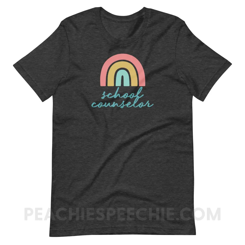 Rainbow School Counselor Premium Soft Tee - Dark Grey Heather / S - T-Shirt peachiespeechie.com