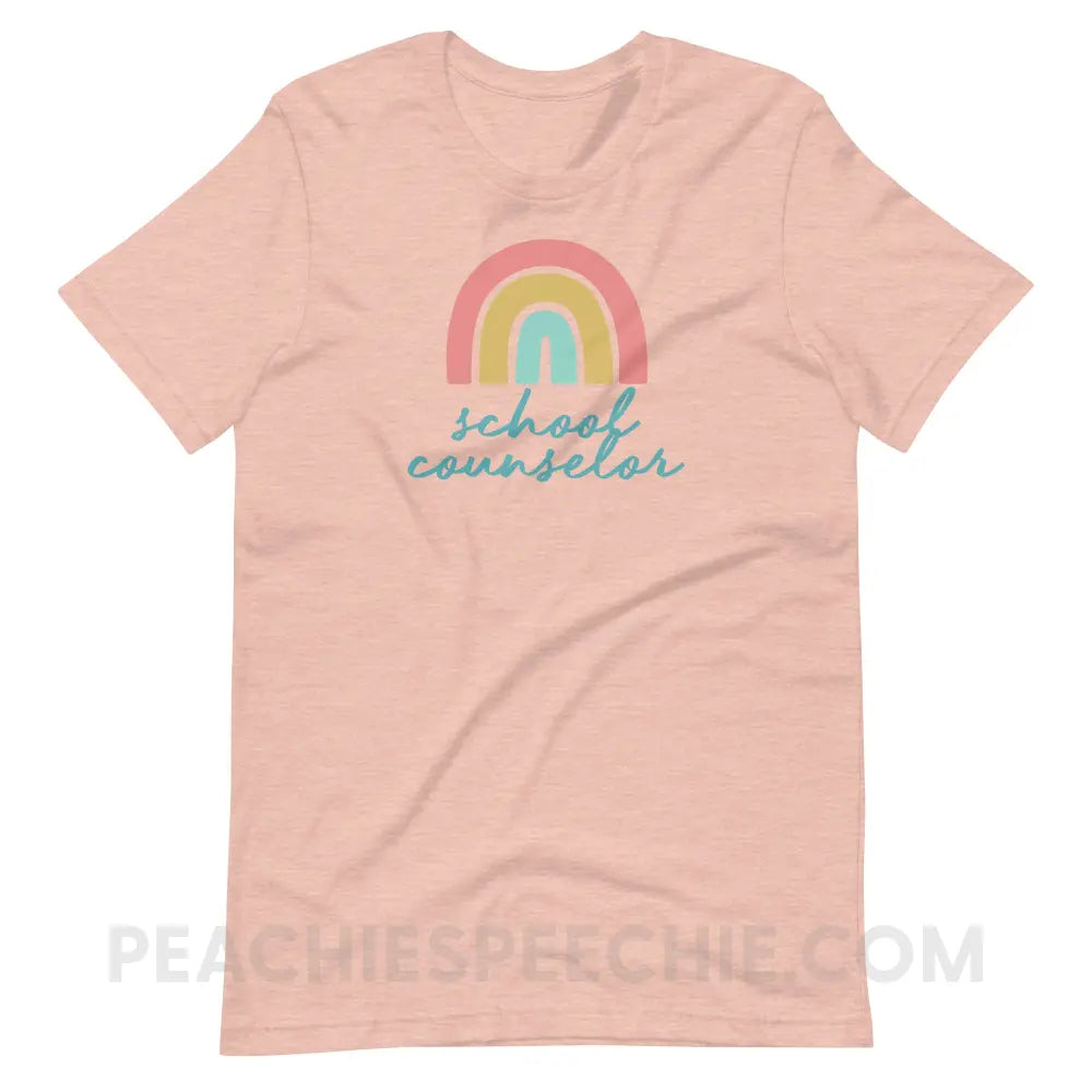 Rainbow School Counselor Premium Soft Tee - Heather Prism Peach / S - T-Shirt peachiespeechie.com