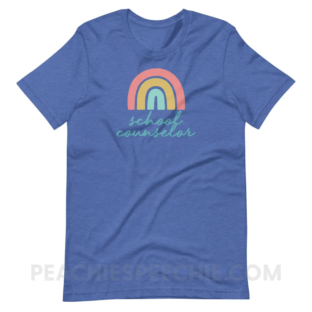 Rainbow School Counselor Premium Soft Tee - Heather True Royal / S - T-Shirt peachiespeechie.com