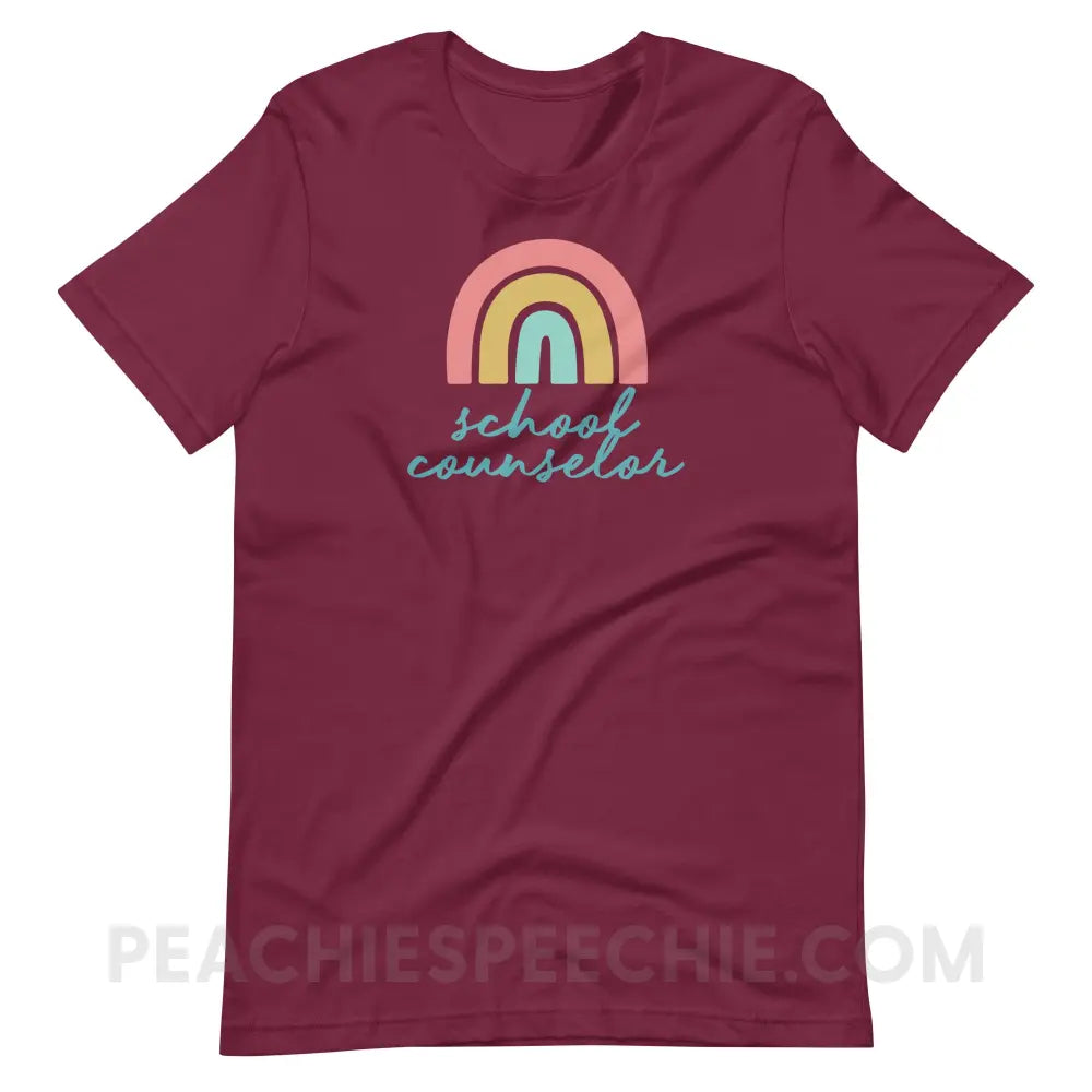 Rainbow School Counselor Premium Soft Tee - Maroon / S - T-Shirt peachiespeechie.com