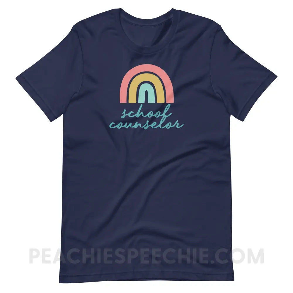 Rainbow School Counselor Premium Soft Tee - Navy / S - T-Shirt peachiespeechie.com