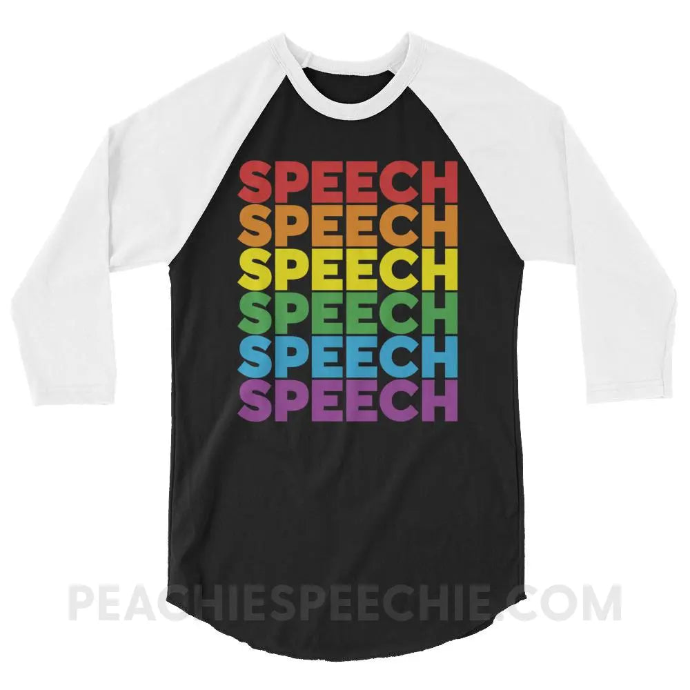 Rainbow Speech Baseball Tee - Black/White / XS T-Shirts & Tops peachiespeechie.com