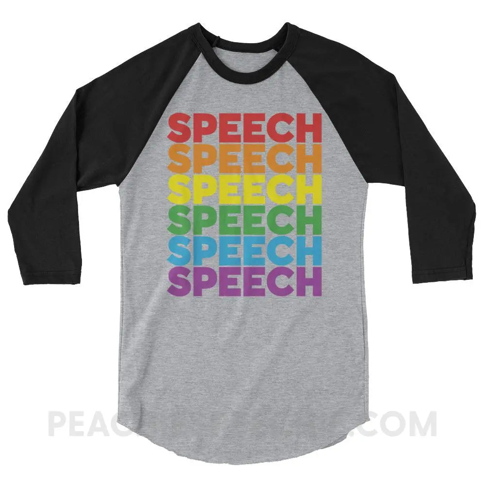 Rainbow Speech Baseball Tee - Heather Grey/Black / XS T-Shirts & Tops peachiespeechie.com