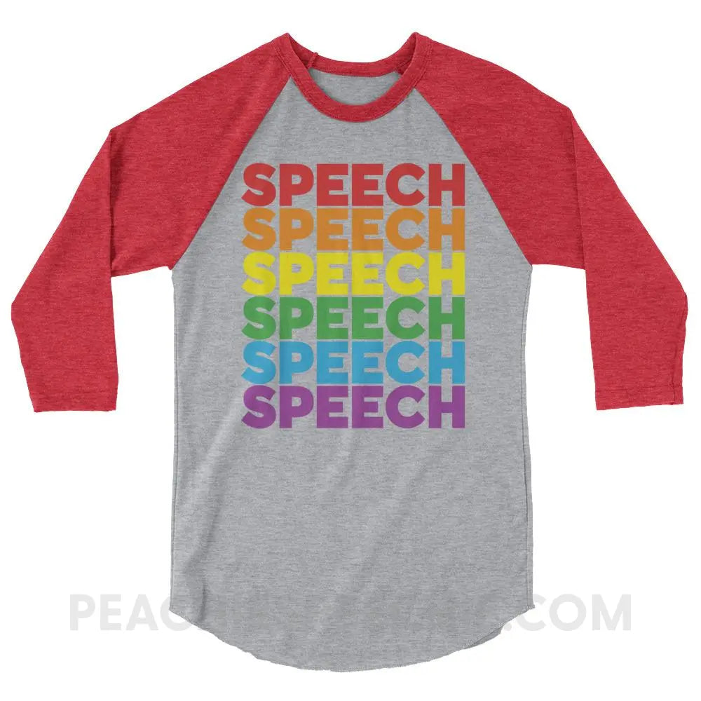 Rainbow Speech Baseball Tee - Heather Grey/Heather Red / XS T-Shirts & Tops peachiespeechie.com