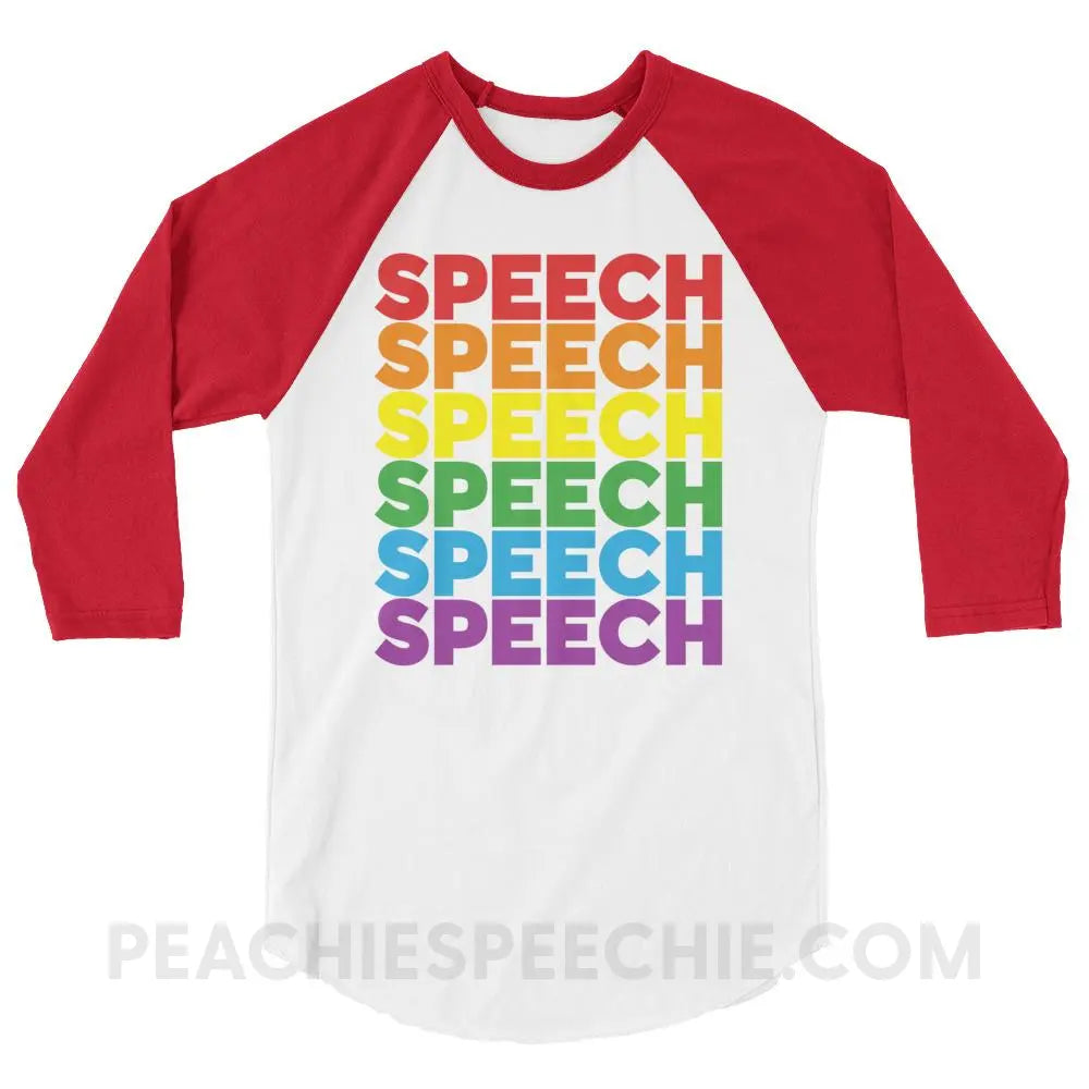 Rainbow Speech Baseball Tee - White/Red / XS T-Shirts & Tops peachiespeechie.com