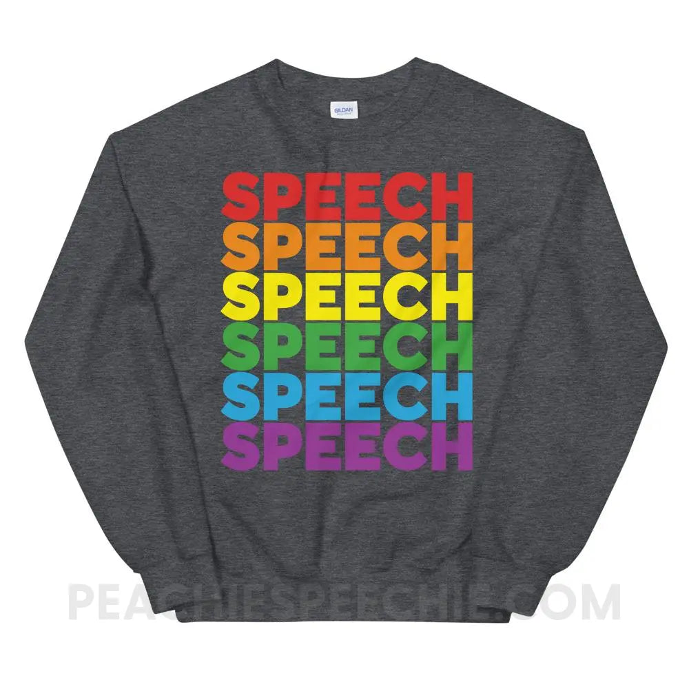 Rainbow Speech Classic Sweatshirt - Dark Heather / S Hoodies & Sweatshirts peachiespeechie.com